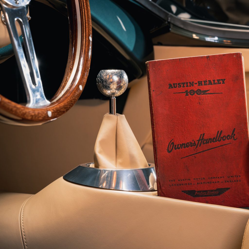 Caton interior with Healey owners manual